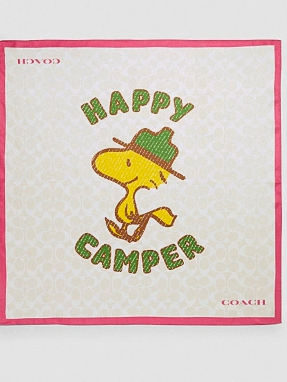 Coach X Peanuts Woodstock Happy Camper Signature Silk Bandana Tweety Graphics